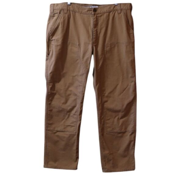 Carhartt Mens Tan Cargo Canvas Work Pants 42 x 32 Relaxed Fit Rugged Flex Jeans - Picture 1 of 15